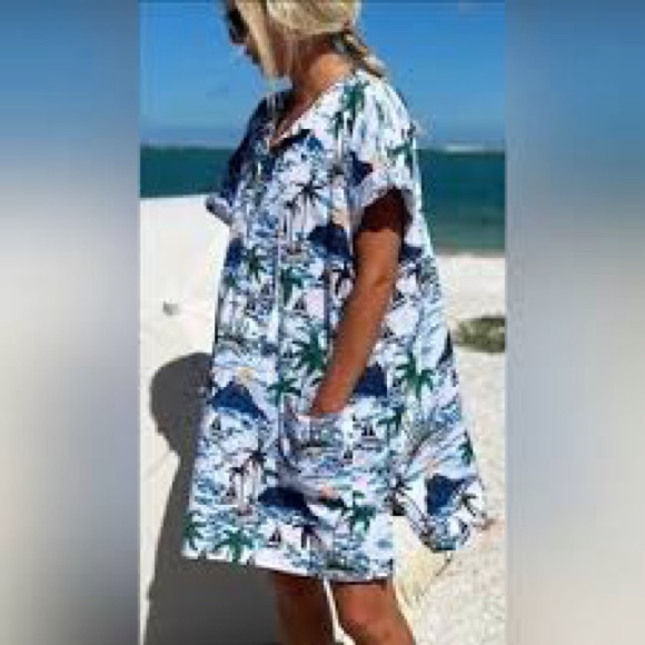 Emerson Fry Dresses & Skirts - Emerson Fry Naja Caftan Coastal Print Mini Dress